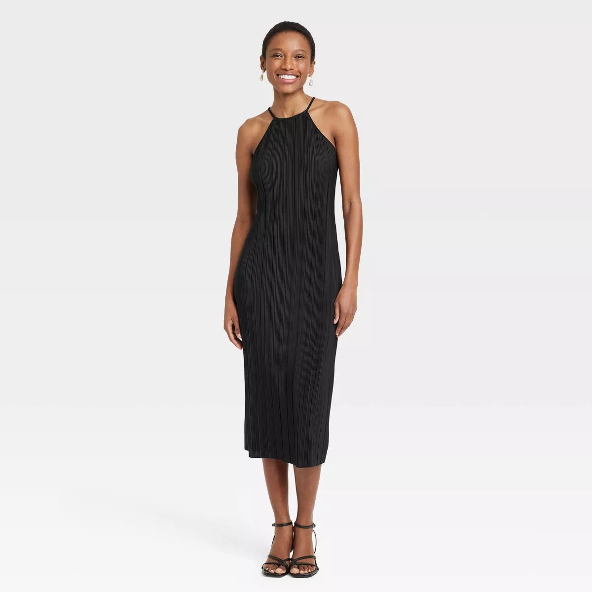 Women's Knit Plisse Midi Shift Dress - A New Day™ | Target