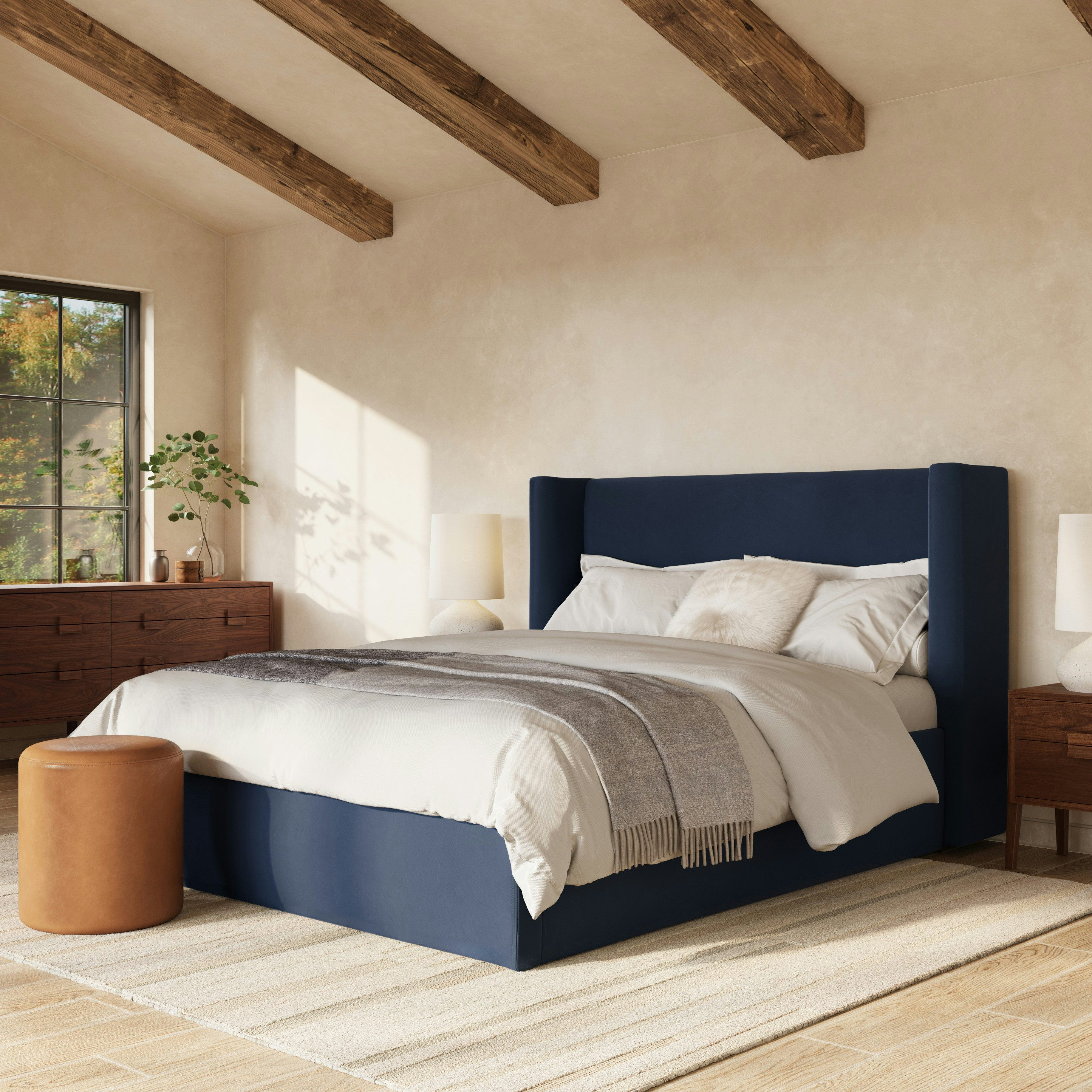 Calabri Queen Velvet Bed - Hale Ink | Article