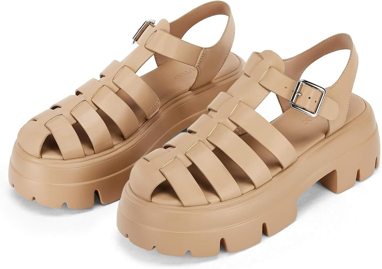 Coutgo Womens Platform Chunky Heels Sandals Gladiator Ankle Strap Heels Lug Sole Summer Fisherman... | Amazon (US)
