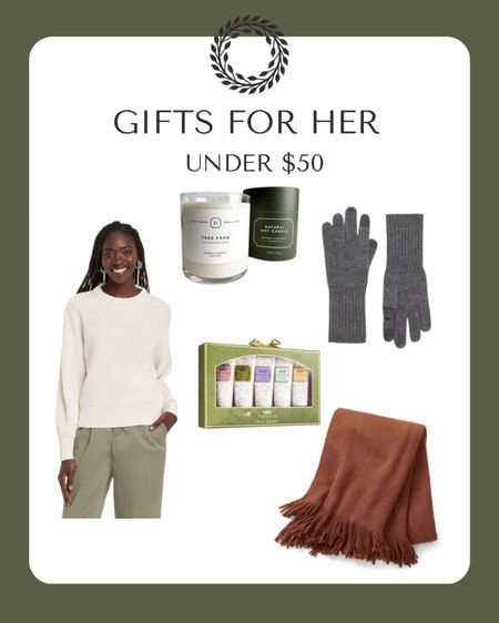 Gift guide, gifts for her, gifts under $50 throw blanket, sweater, gloves, candles 

#LTKHoliday #LTKunder50 #LTKGiftGuide