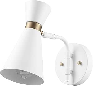 Globe Electric 65000030 1-Light Wall Sconce, White, Matte Brass Accents, Wall Lighting, Wall Lamp... | Amazon (US)