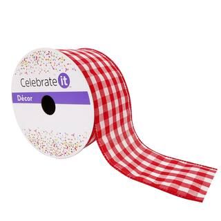 2.5" x 8.3yd. Wired Gingham Ribbon by Celebrate It™ | Michaels Stores