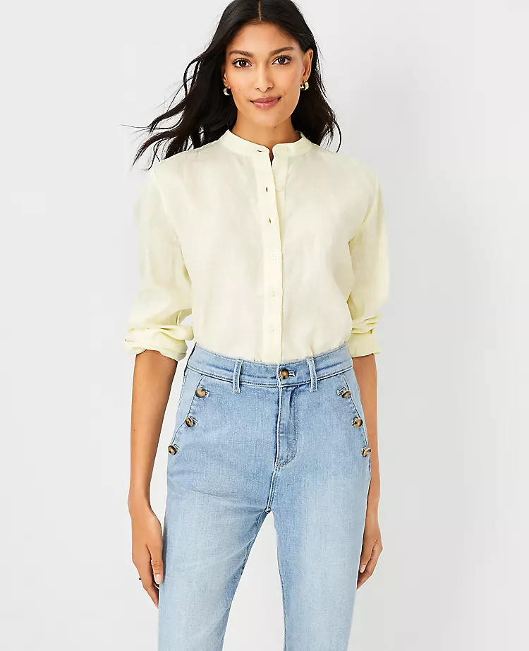Relaxed Roll Tab Pure Linen Shirt | Ann Taylor | Ann Taylor (US)