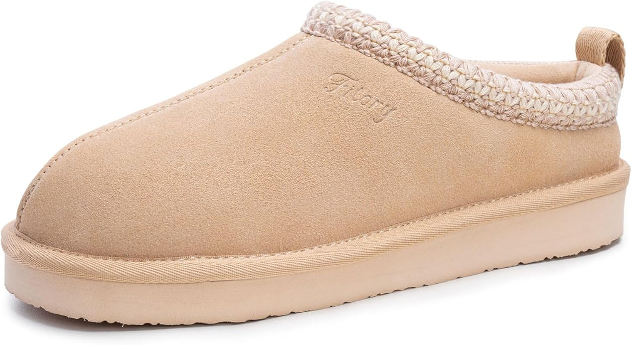 FITORY Women's Suede Slipper | Flat Short Mini Boots with Fur Fleece | Winter Casual Comfort Shoe... | Amazon (US)