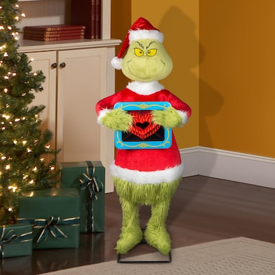 Grinch 4-ft Dr. Seuss The Grinch with Heart Musical Animatronic Lowes.com | Lowe's