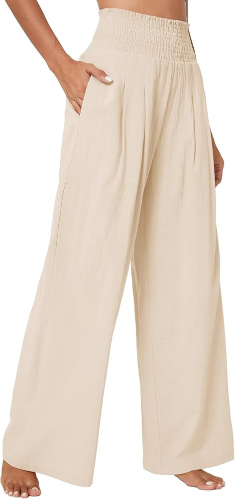 Urban CoCo Women's Elastic High Waist Light Weight Loose Casual Wide Leg Trousers Long Pants with... | Amazon (US)