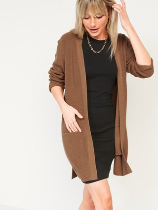 Textured Shaker-Stitch Long-Line Open-Front Sweater for Women | Old Navy (US)