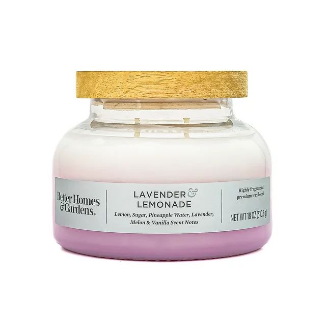 Better Homes & Gardens Lavender & Lemonade Scented 2-Wick Ombre Bell Jar Candle | Walmart (US)