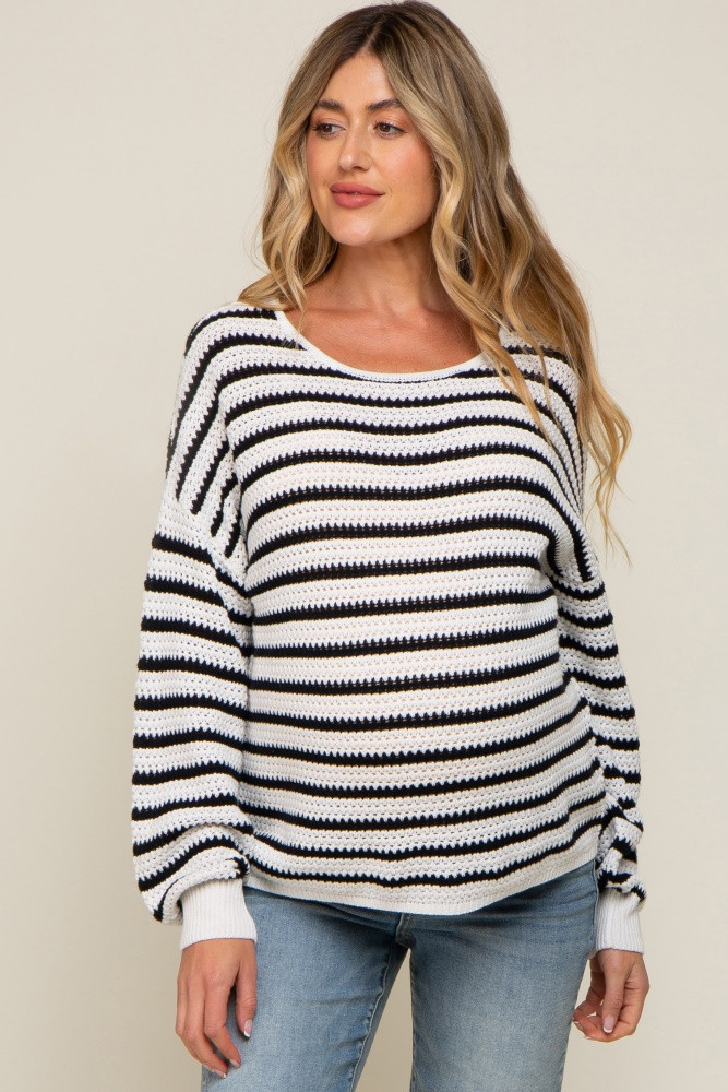 Black Striped Maternity Sweater | PinkBlush Maternity