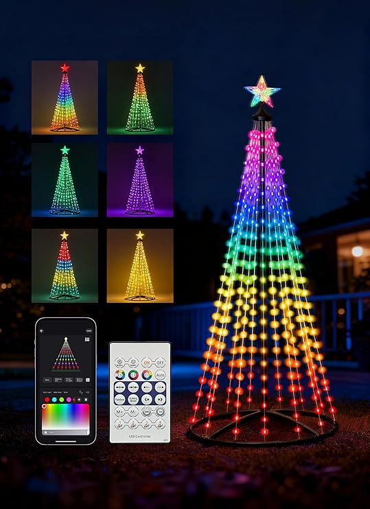 5FT Christmas Cone Tree,Smart RGB LED Lights with App & Remote Control,Music-synced and DIY Multi... | Amazon (US)