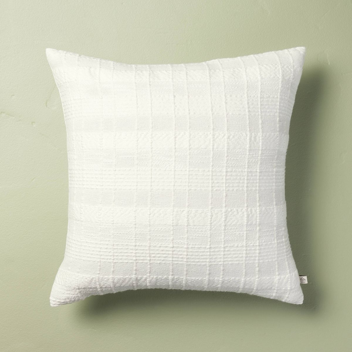 18"x18" Textured Crosshatch Stripe Square Throw Pillow Cream - Hearth & Hand™ with Magnolia | Target
