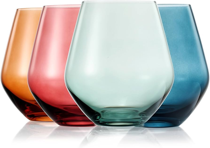 Colored Wine Glasses Set of 4 Crystal - Gift For Her, Him, Wife, Friend, Mom - Luxury Multi Color... | Amazon (US)