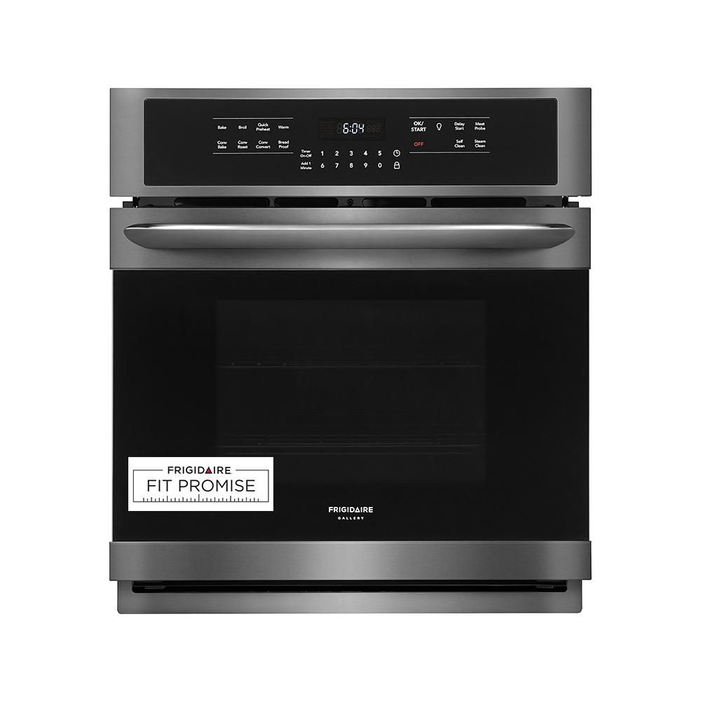 FRIGIDAIRE GALLERY 27 in. Single Electric Wall Oven with True Convection Self-Cleaning in Black Stai | The Home Depot