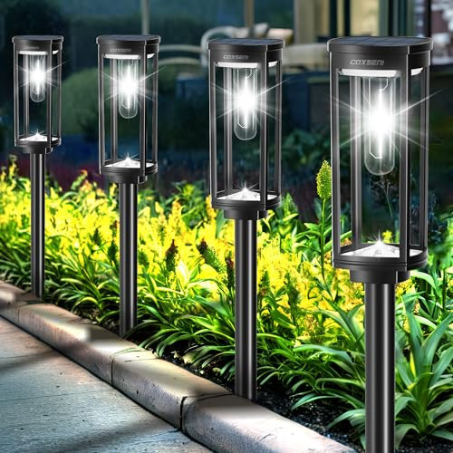 COXSENI Solar Pathway Lights Outdoor 6 Pack, Bright Solar Path Lights Outside Waterproof, Solar Powered Landscape Light for Walkway Driveway Lawn Patio Sidewalk Garden Yard, Cool White | Amazon (US)