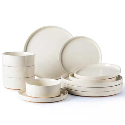 Itopfox Ceramic Dinnerware Set for 4 with Speckled Stoneware Plates and Bowls, Scratch Resistant, Dishwasher & Microwave Safe Dishes | Target