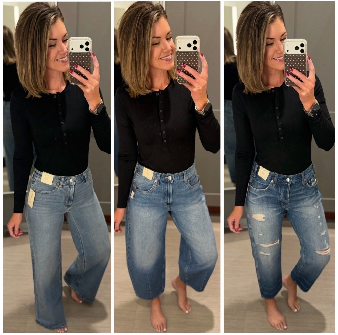 3 pairs of Target jeans that I’m loving. Wearing size 8 in all, could have sized down in the boyfriend style. 
Henley/medium

#LTKSeasonal