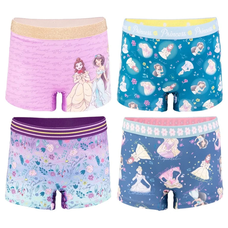 Princess Girls Boyshort Character Underwear, 4-Pack, Size 4-10 | Walmart (US)