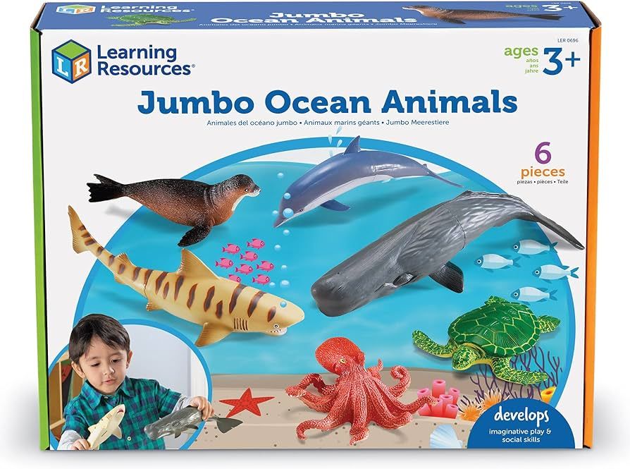 Learning Resources Jumbo Ocean Animals - 6 Pieces, Ages 3+ Toddler Learning Toys, Sea Animals Fig... | Amazon (US)