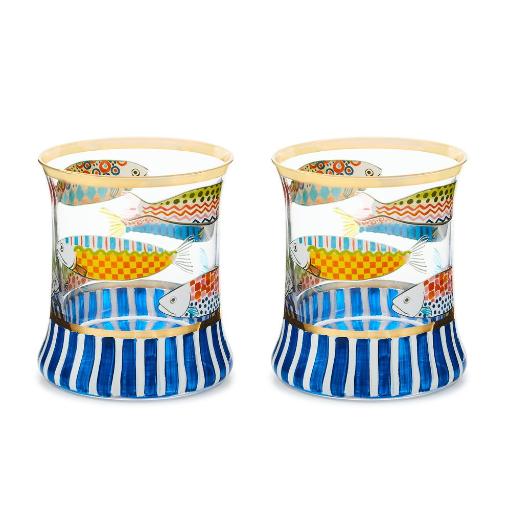 Go Fish Tumbler Glass, Set of 2 | MacKenzie-Childs