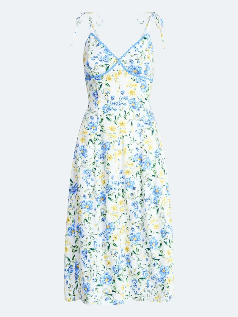 Free Assembly Women's Sleeveless Cotton Panel Midi Dress, Size-XS-XXL | Walmart (US)