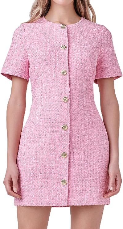 endless rose Women's Short Sleeves Tweed Mini Dress | Amazon (US)