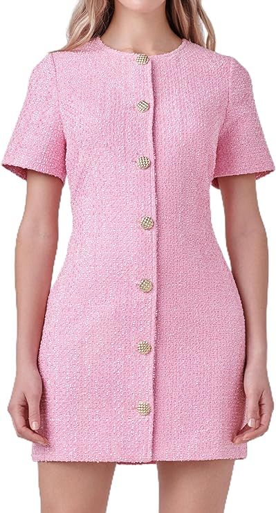 endless rose Women's Short Sleeves Tweed Mini Dress | Amazon (US)