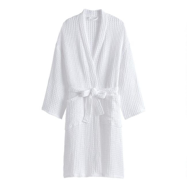 White Waffle Weave Cotton Robe | World Market