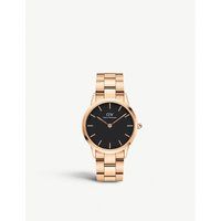 DW00100214 Iconic Link rose-gold plated stainless steel watch | Selfridges