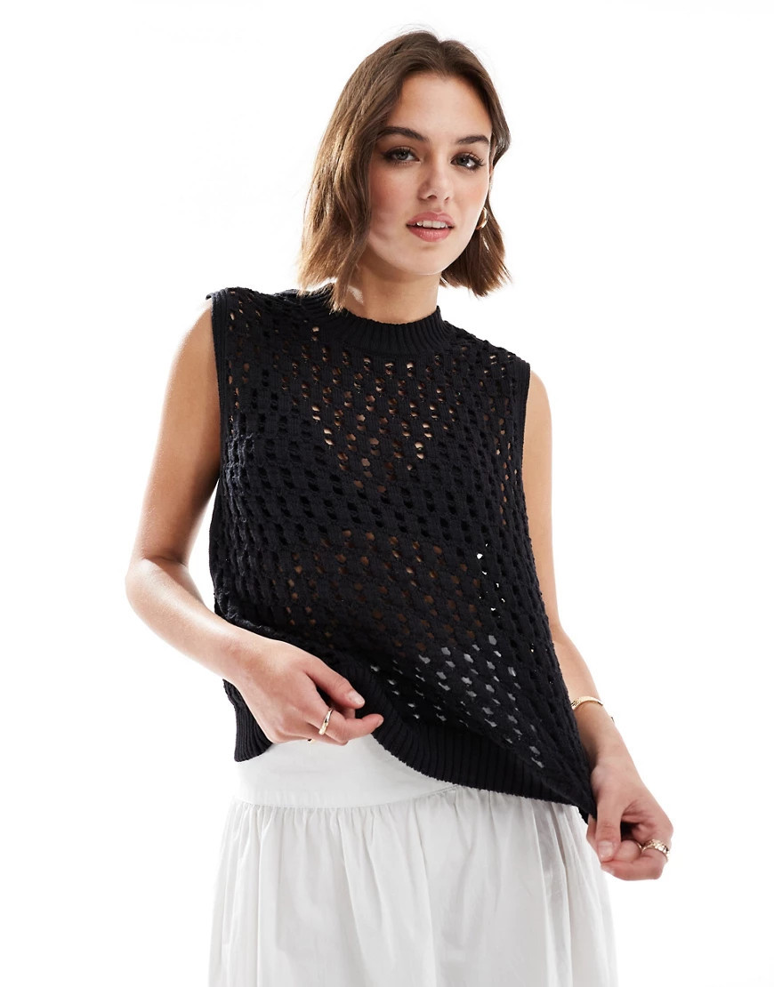 Mango crochet sleeveless top in black | ASOS (Global)