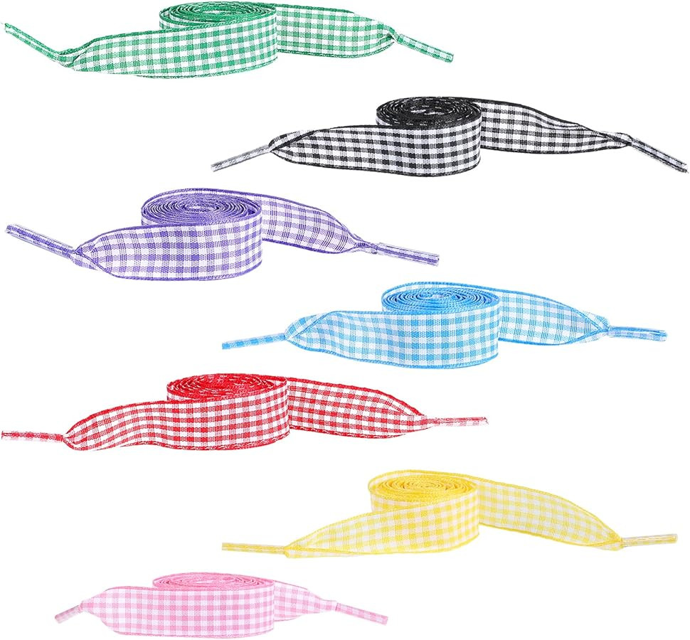 7 Pairs Satin Ribbon Shoe Laces for Women, 1.5cm Wide Soft Silk Ribbon Snow Yarn Shoestrings Colo... | Amazon (US)