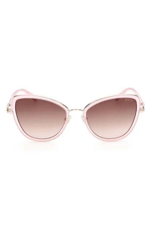 Emilio Pucci 57mm Gradient Lens Cat Eye Sunglasses in Pink /Other /Gradient Brown at Nordstrom | Nordstrom