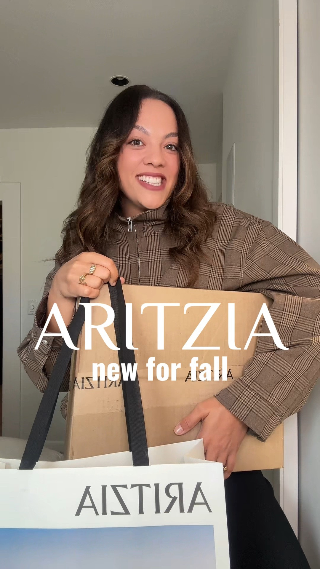 Aritzia fall try on haul! @Aritzia 

-Cream long sleeve blouse with cape, I have a size medium. The Loretto blouse.
-High-rise tailored plaid trousers, I have a size 10. The effortless pants.
-Cream short, sleeved, cashmere sweater, I have a size large. The bare cashmere bloor short sleeve sweater.
-Grey long sleeve polo sweater, I have a size medium. The Essential Cashmere Museo Polo Sweater. 
-Brown crepette track pants, I have a size large. The thesis pants.
-Black satin pants, I have a size large. The archer pants.

Also wearing:
-Aritzia plaid funnel-neck jacket, I have a size medium. 
-Reformation 3/4 sleeve white T-shirt, I have a size large.
-Reformation green cashmere sweater, I have a size large. 
-Aritzia black and bras belt.

#LTKfall #LTKstyletip #LTKworkwear