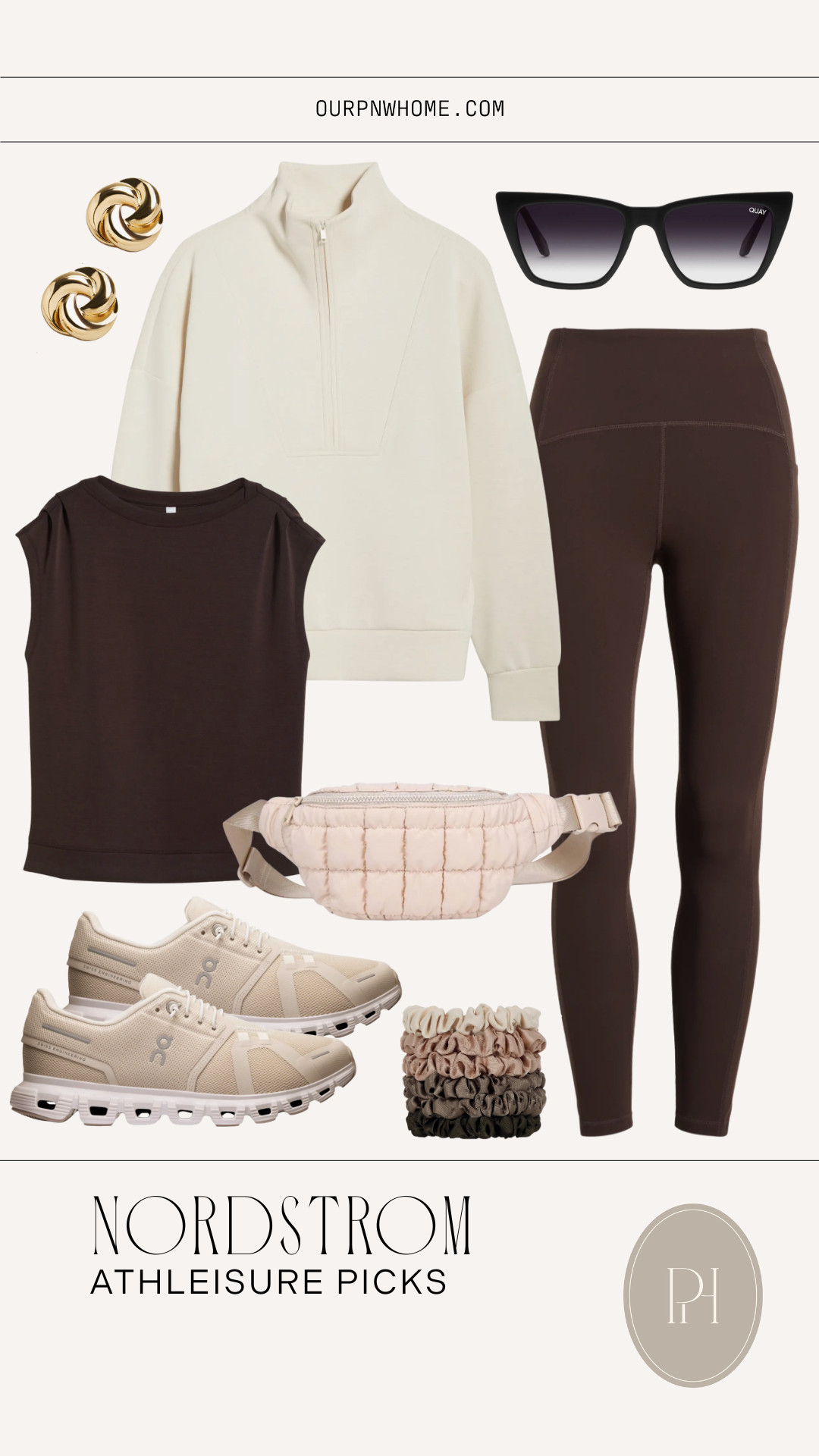 Top athleisure finds at Nordstrom!

brown leggings, brown tee, cap sleeve t-shirt, cream pullover, white quarter zip sweatshirt, yoga leggings, gym leggings, workout clothes, gym clothes, black sunglasses, gold knot earrings, stud earrings, satin scrunchies, tan sneakers, neutral tennis shoes, trainers, gym shoes, running shoes, walking shoes, quilted belt bag, off-white belt bag, crossbody bag, casual outfit, weekend errands look 

 #LTKActive #LTKStyleTip