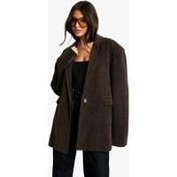 Womens Vintage Look Suedette Oversized Blazer - Brown - 12 | boohoo (US & Canada)