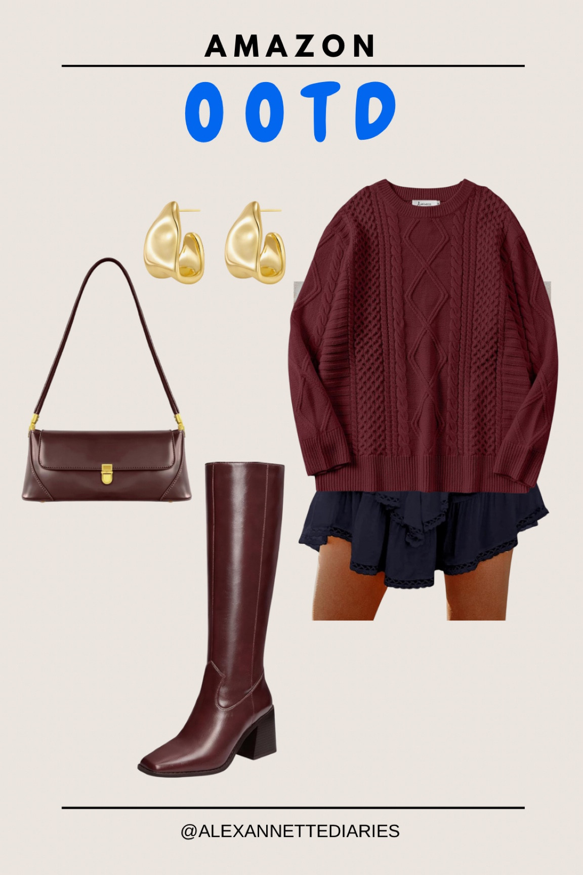 Chic Fall outfit 🍂🍒🤌🏽 
#fallootd #chicstyle #maroon #tallboots 