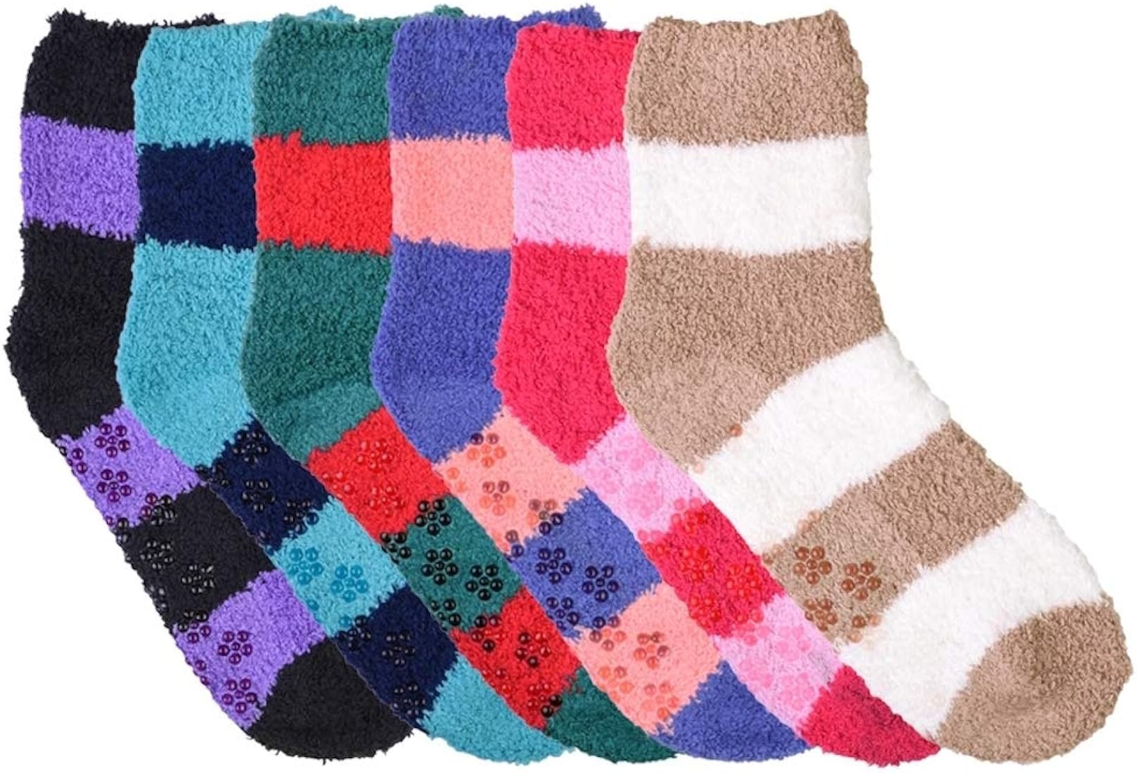 Mamia 6 Pairs Women's Cozy Slipper Socks Fuzzy Sock Multi Color | Amazon (US)