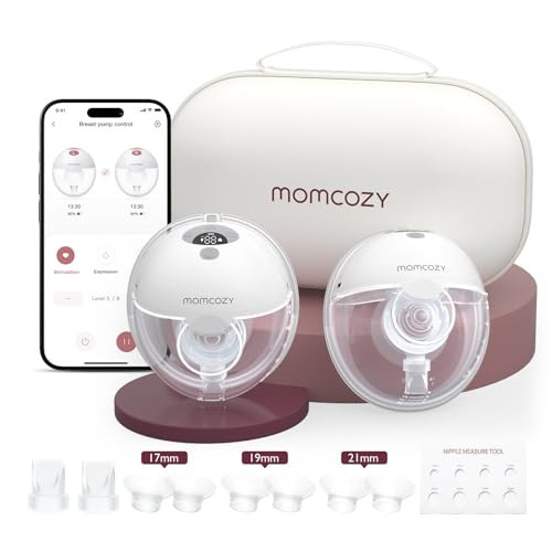 Momcozy M5 Smart APP Controlled Wearable Breast Pump, Hands-Free Wireless Electric Pump, 3 Modes 9 Suction Levels, BPA-Free, Portable Lightweight, 24mm Flange, 2-Pack Quill Gray | Amazon (US)