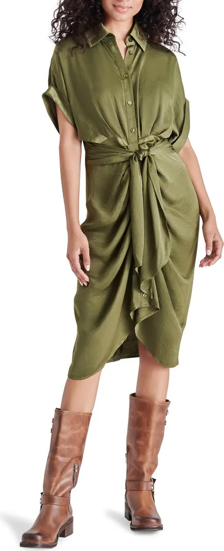 Alicia Ruched Tie Front Shirtdress | Nordstrom