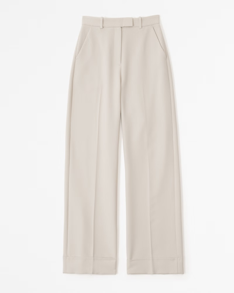 Cuffed Hem Tailored Wide Leg Pant | Abercrombie & Fitch (US)