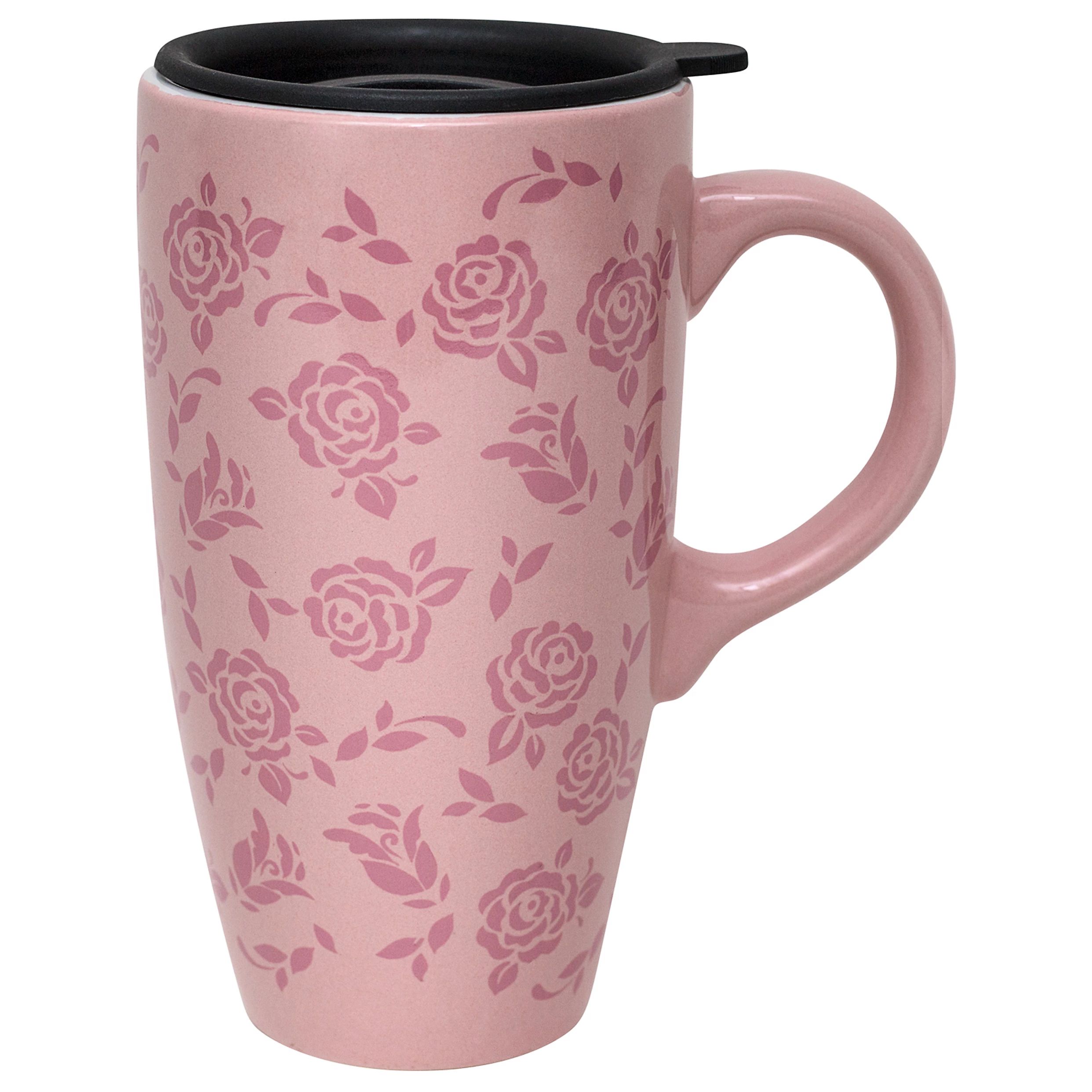 Enchante Pink Floral Lidded Travel Mug | Kohl's