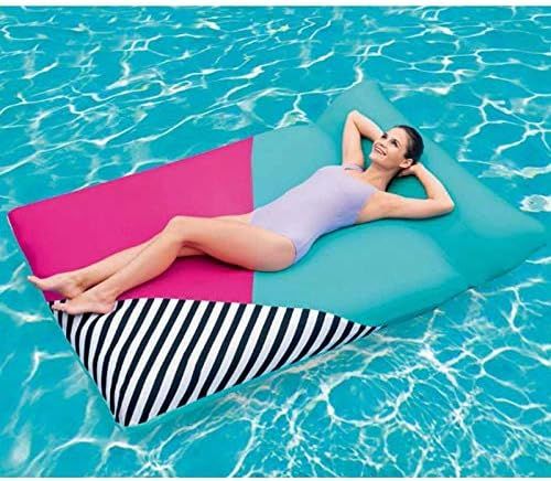 Adult Comfortable Inflatable Fabric Bean Bag Pool Float Water Air Bed with Pillow Cushion Pool Fl... | Amazon (US)