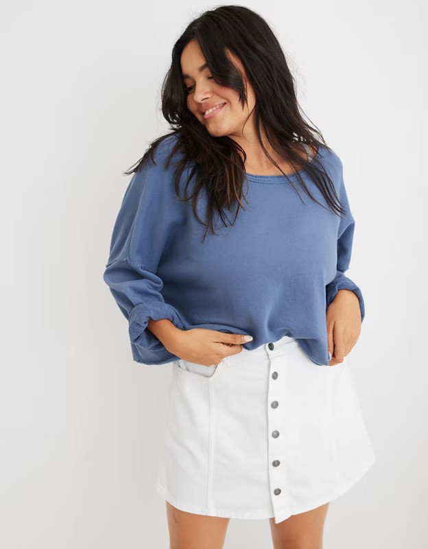 Aerie Button Front Denim Skirt | American Eagle Outfitters (US & CA)