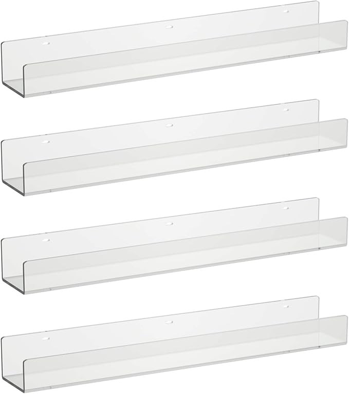 NIUBEE 36" Premium Acrylic Floating Nursery Kids Bookshelf Wall Ledge Shelf, Clear Invisible Spic... | Amazon (US)