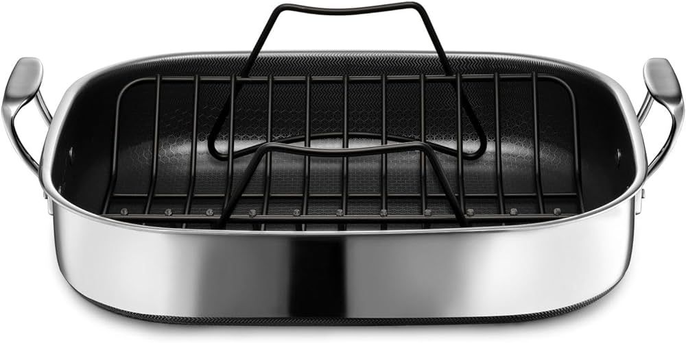 HexClad Hybrid Roasting Pan, 16 13/16 Inch by 14 1/2 Inch, Non-Stick, Induction Compatible Stainl... | Amazon (US)