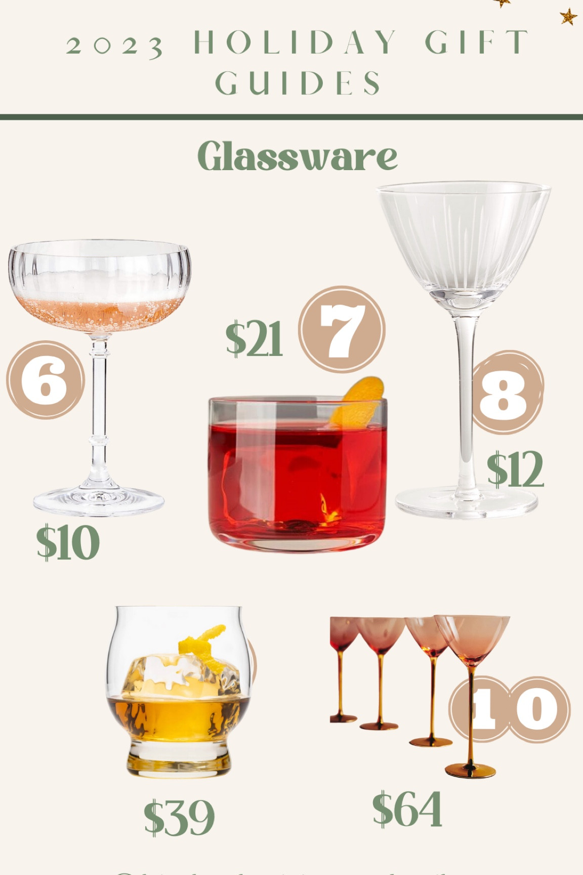 Looking for the perfect gift for the cocktail lover in your life? Or are you hoping to find something to make hosting a little extra special this holiday season? Whether you are looking for unique glassware, practical and beautiful bar tools, home bar decor, or delicious cocktail ingredients, this guide has you covered. Enjoy and happy gifting!

First off, we’ve got all the best glassware for that friend who loves their cocktails and should enjoy them in the glass they are meant to be served in. Nothing makes a cocktail feel extra treat like sipping your favorite spirits from glassware that has been thoughtfully designed to highlight all of its qualities!



#LTKSeasonal #LTKGiftGuide #LTKHoliday