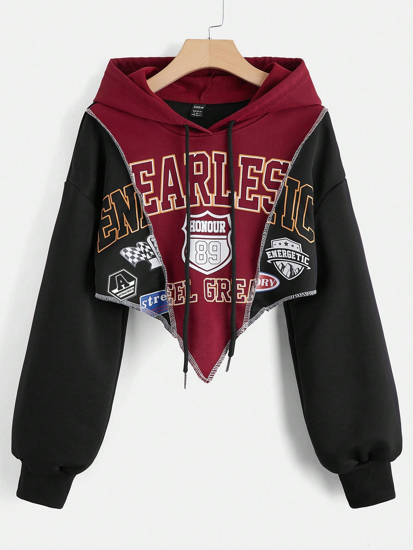 SHEIN Coolane Plus Letter Graphic Drop Shoulder Drawstring Hoodie | SHEIN