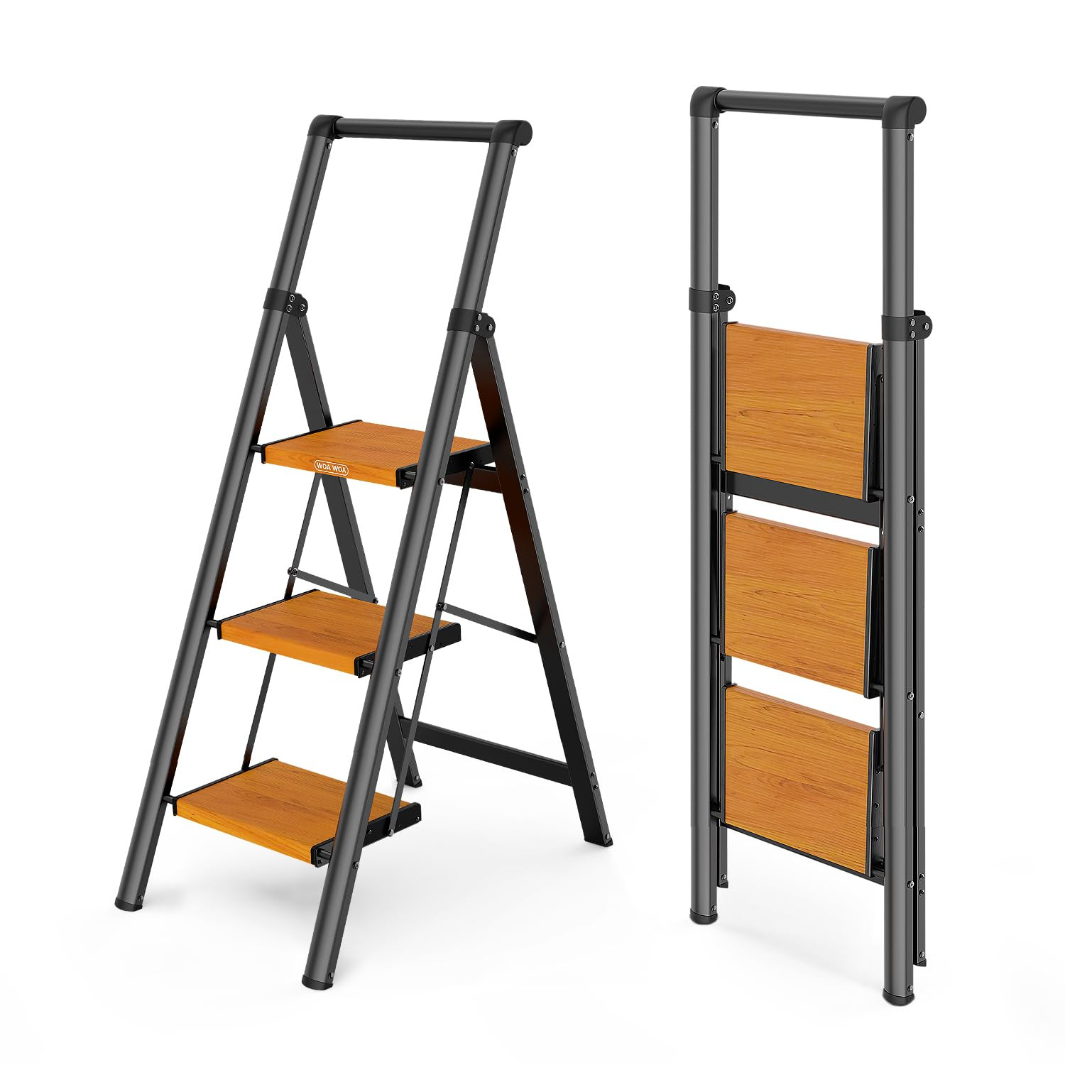 WOA WOA 3 Step Ladder, Ladders for Home, Anti-Slip Pedals, Aluminum Step Stool Foldable, Lightwei... | Amazon (US)