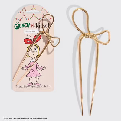 The Grinch x Kitsch Gold Bow French Hair Pin | Target