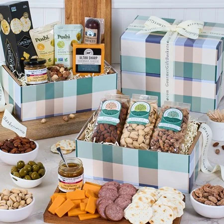 Charcuterie and Nuts Gift Tower | GourmetGiftBaskets.com