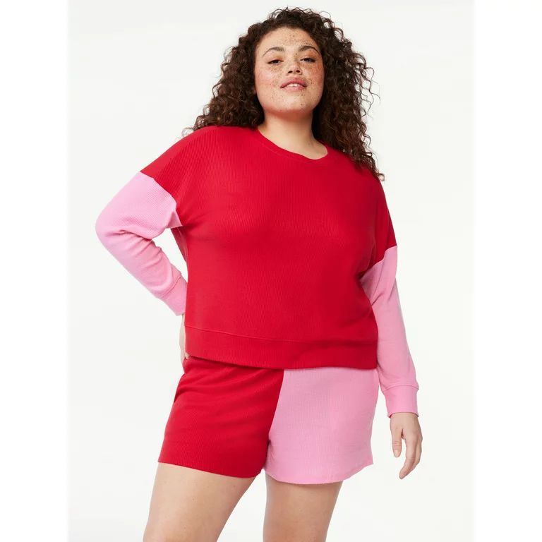 Joyspun Women's Long Sleeve Top and Shorts Sleep Set, Sizes S to 3X | Walmart (US)